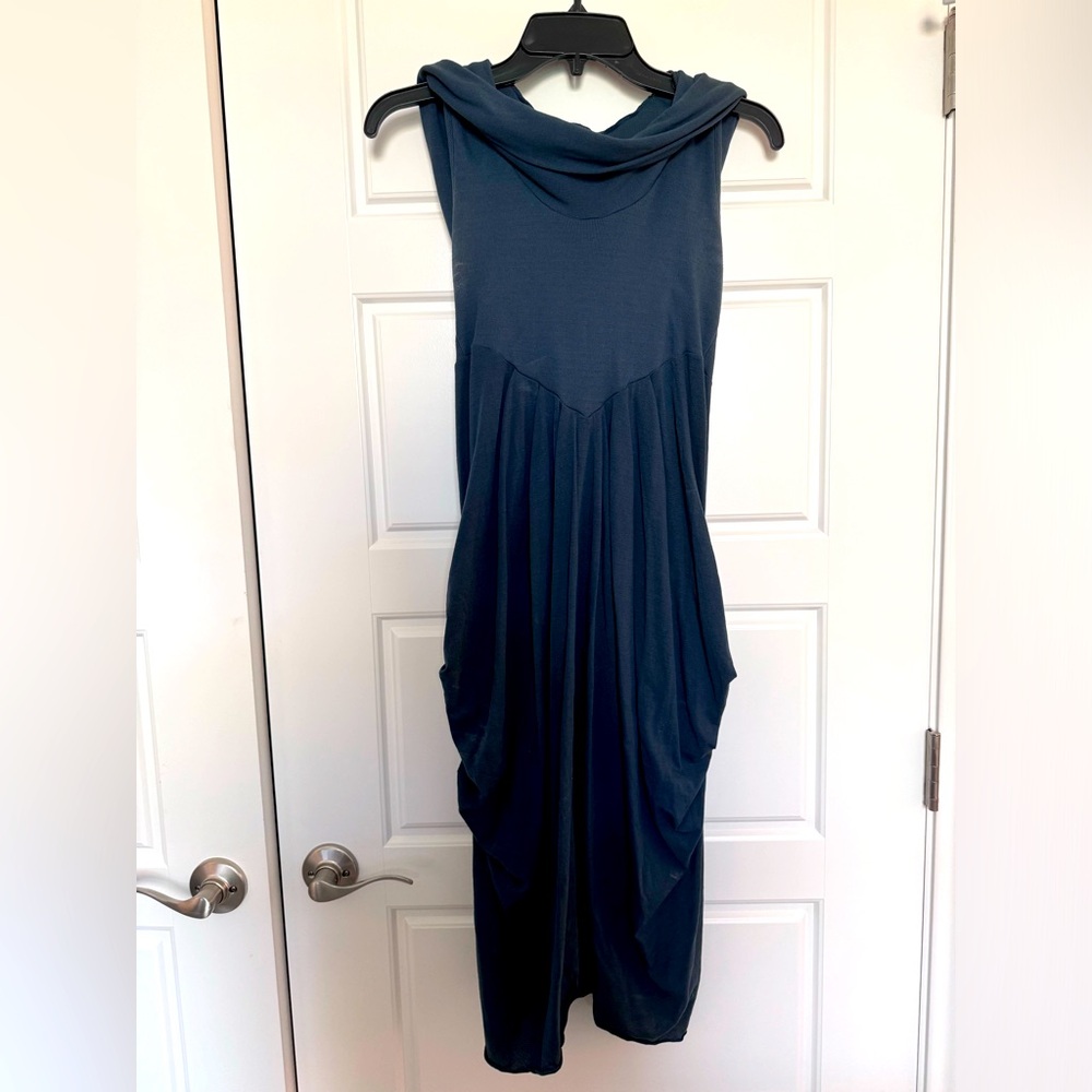Hooded dress -teal color